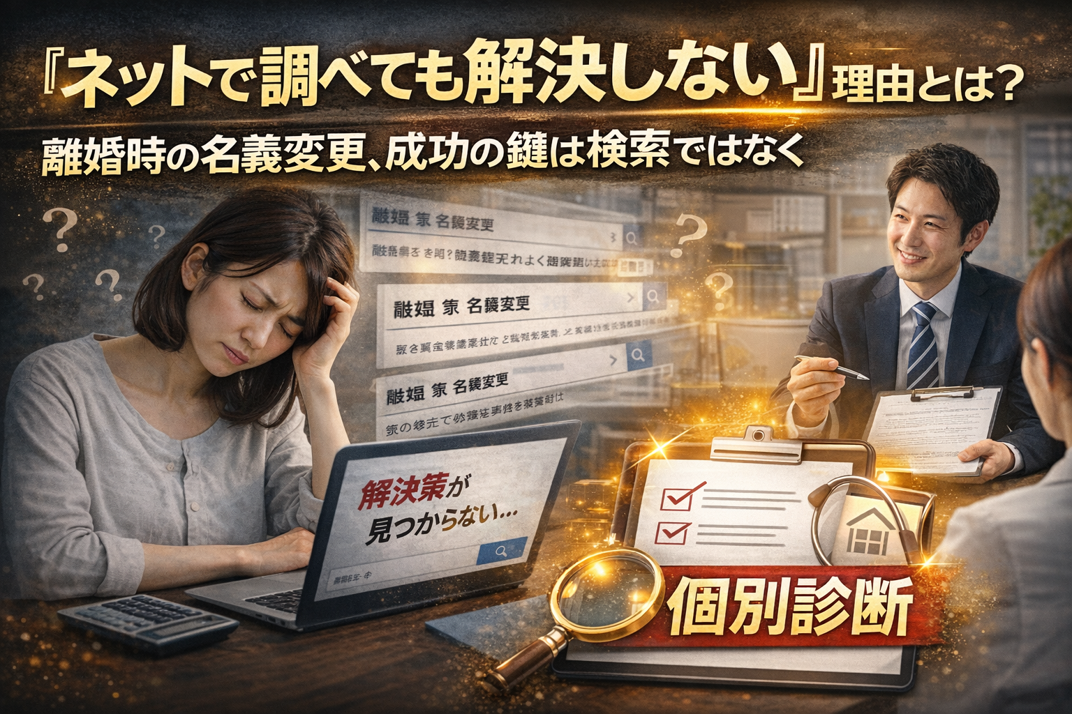 「ネットで調べても解決しない」理由とは？離婚時の名義変更、成功の鍵は検索ではなく『個別診断』