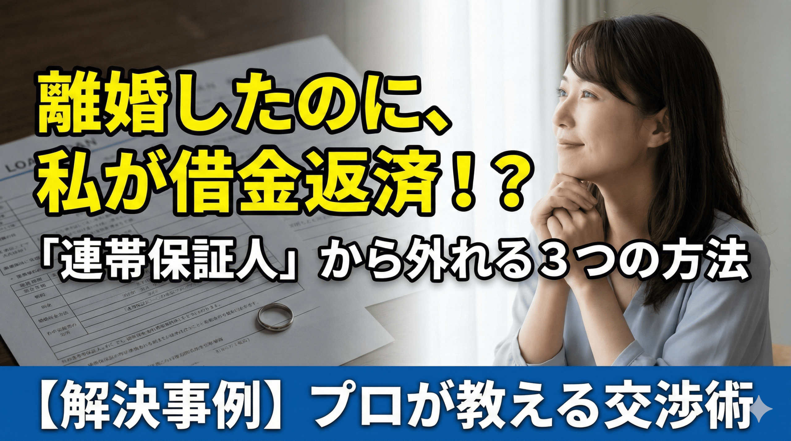 【解決事例】主債務者は夫、妻は連帯保証人。「保証人から外れたい」という妻の願いを叶えた方法