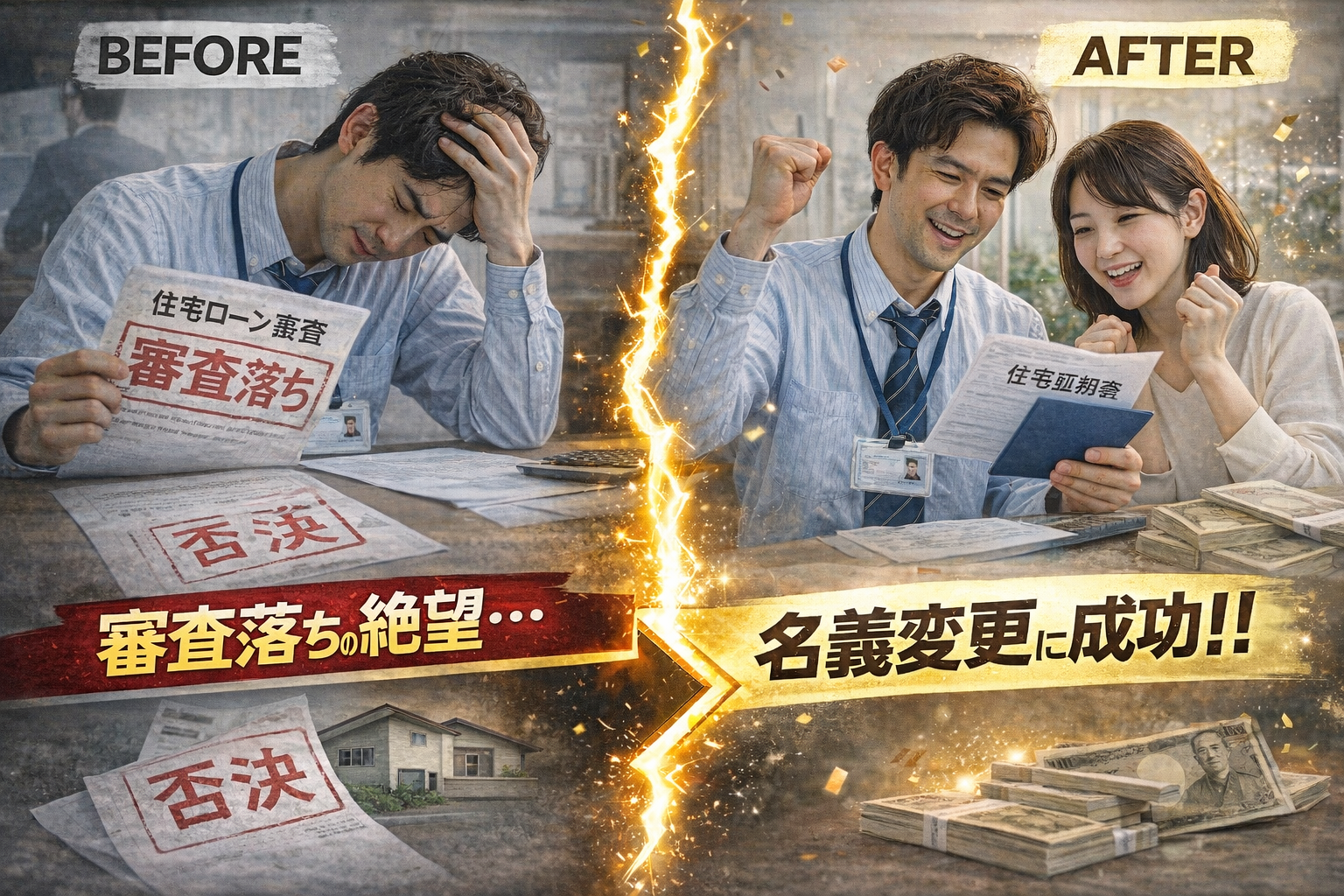 【解決事例】勤続年数1年未満（転職直後）の夫。審査に不利な状況でも家の名義変更ができた理由