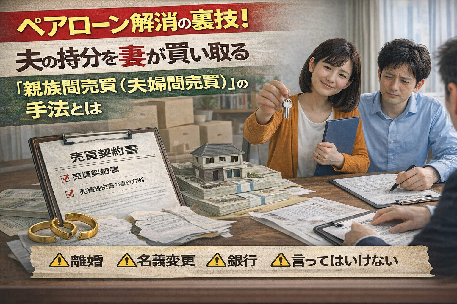 ペアローン解消の裏技！夫の持分を妻が買い取る「親族間売買（夫婦間売買）」の手法とは