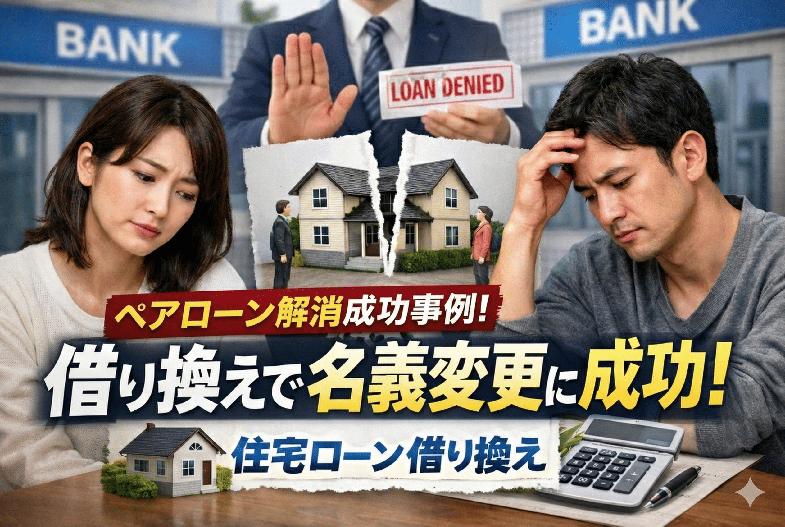 解決事例】「ペアローン解消は無理」と銀行に断られた夫婦が、借り換えで名義変更に成功した理由