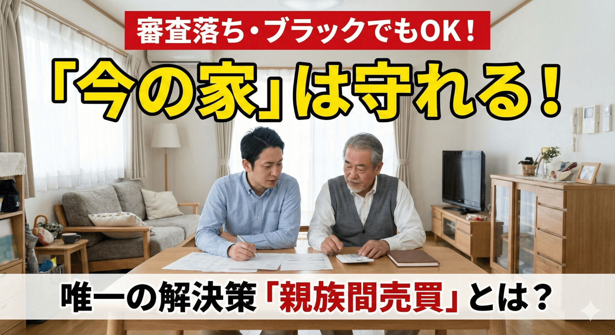 【住宅ローン審査落ち】ブラックリスト・遅延ありでも「今の家」を守る唯一の解決策「親族間売買」とは？