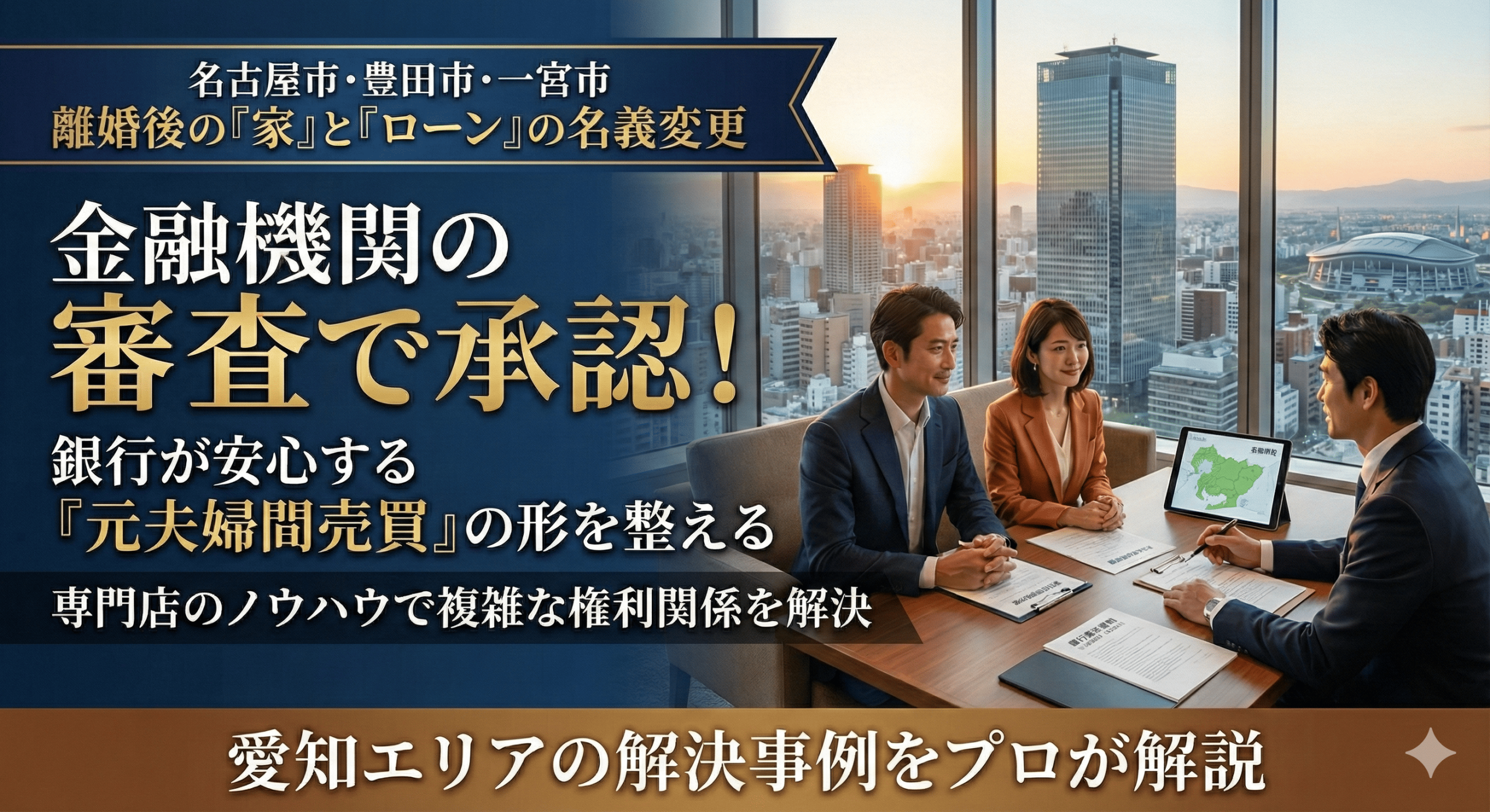 【名古屋・愛知で離婚】金融機関の審査で承認を得るには？堅実な地元銀行を納得させる「元夫婦間売買」の手法