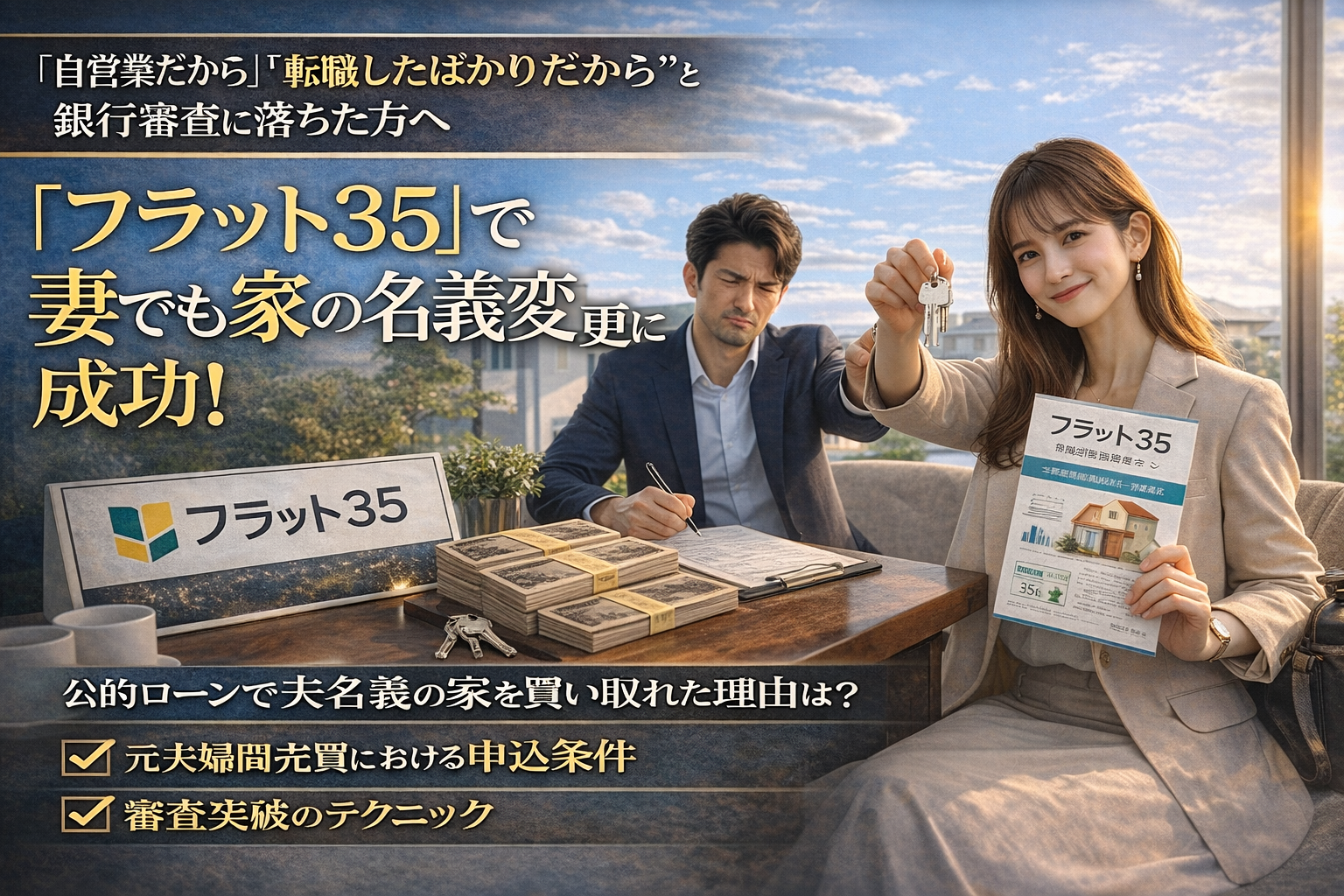 【審査の最後の砦】自営業・転職直後でも諦めない！離婚時の家買取で「フラット35」が最強な理由