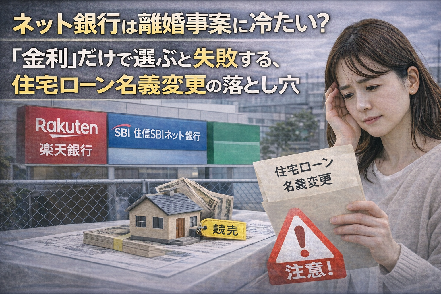 【審査の裏側】ネット銀行は離婚案件に冷たい？「金利」だけで選ぶと失敗する、住宅ローン名義変更の落とし穴