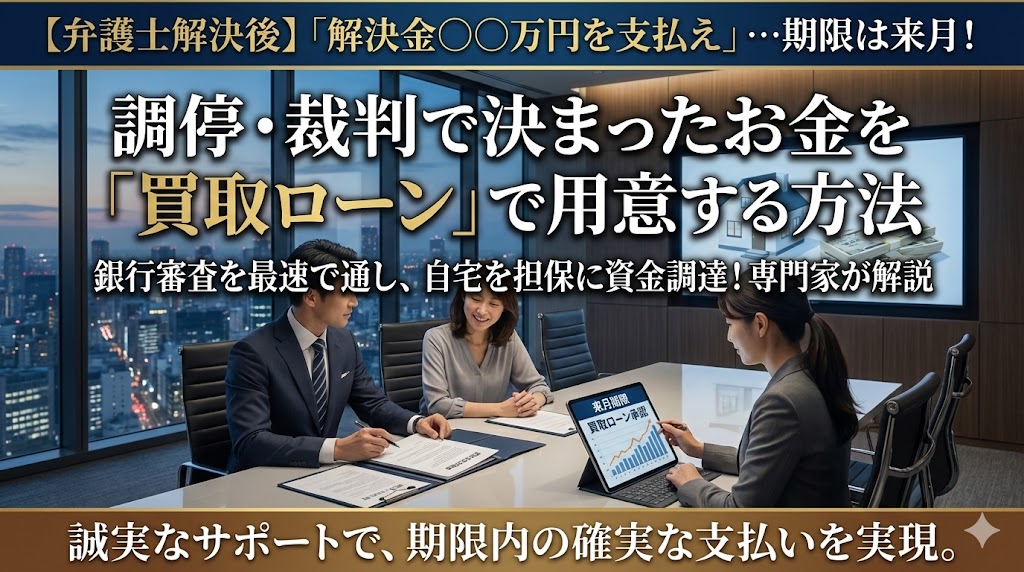 【弁護士解決後】「解決金〇〇万円を支払え」…期限は来月！調停・裁判で決まったお金を「買取ローン」で用意する方法