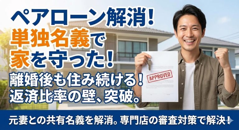 【男性の離婚】妻が出て行った家に俺一人で住み続けたい。ペアローンを解消し、自分単独名義で借り換えるための銀行対策