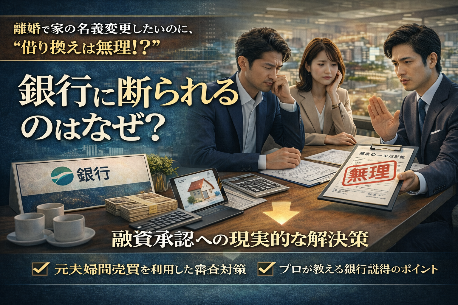 【結論】離婚の名義変更は「借り換え相談」では通らないことが多い理由｜元夫婦間売買で家を守る方法