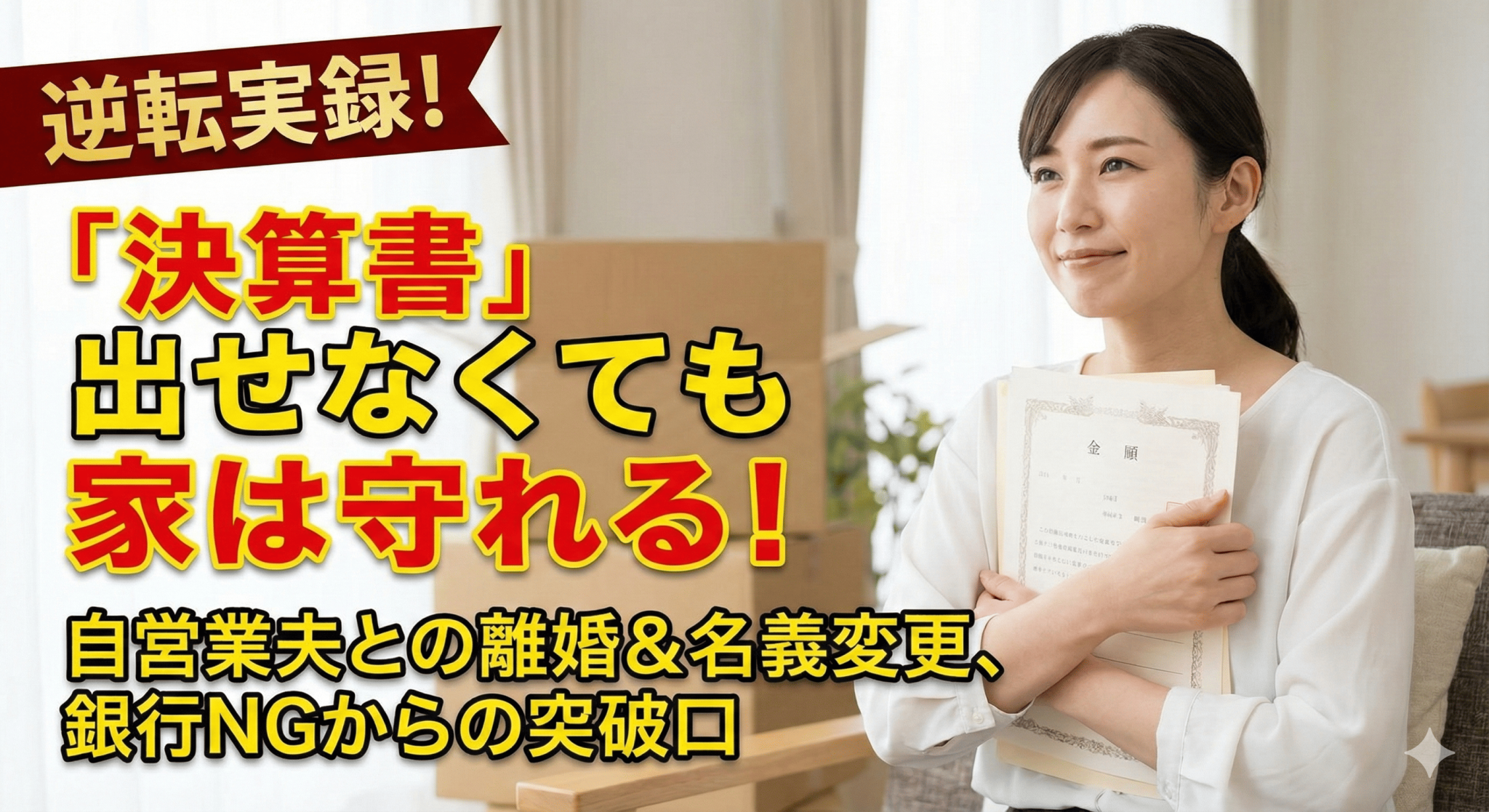 【自営業の夫と離婚】家の名義変更で「決算書3期分」が出せない！銀行に断られた妻が逆転する方法