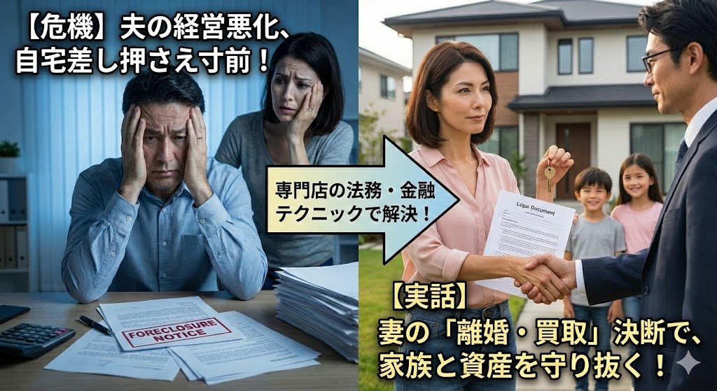 【解決ストーリー】「このままでは家も家族も共倒れになる」事業に失敗した夫。妻が涙を呑んで提案した「離婚」と「家の買取」という救済策