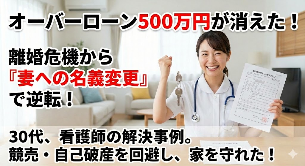 【解決事例】売っても借金500万…。「オーバーローン」の家を妻が単独名義で引き受け、自己破産を防いだ方法