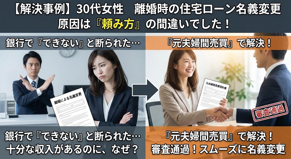 【解決事例】銀行で「ローンの名義変更はできません」と断られた！その理由は「頼み方」が間違っていたから？