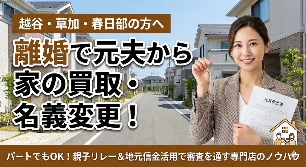 【越谷・草加で離婚】スカイツリーライン沿線の家は手放したくない！パート主婦でも夫から家を買い取る「銀行対策」