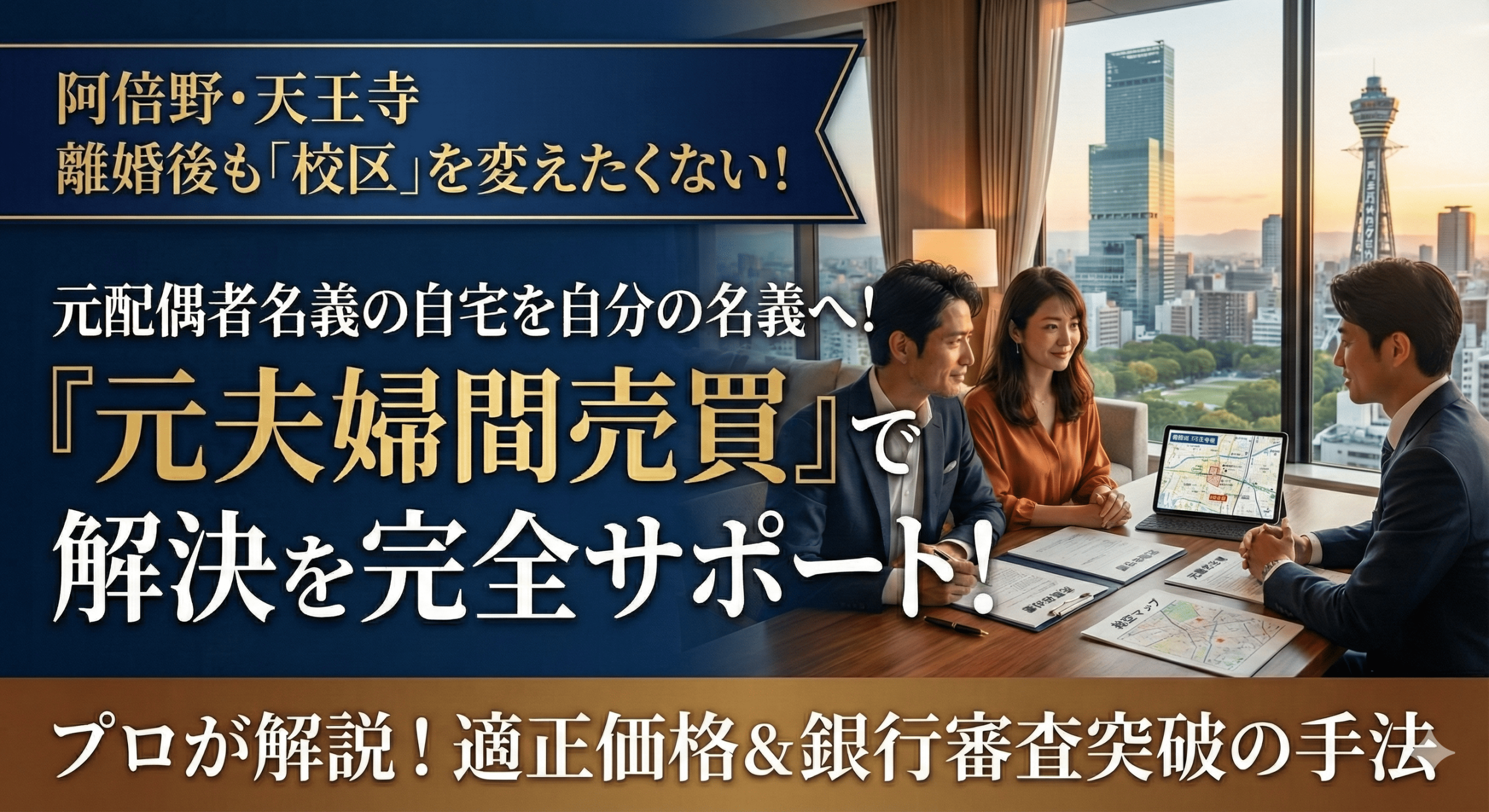 【阿倍野・天王寺で離婚】子供を転校させたくない！高騰するマンションを夫から買い取って住み続ける方法