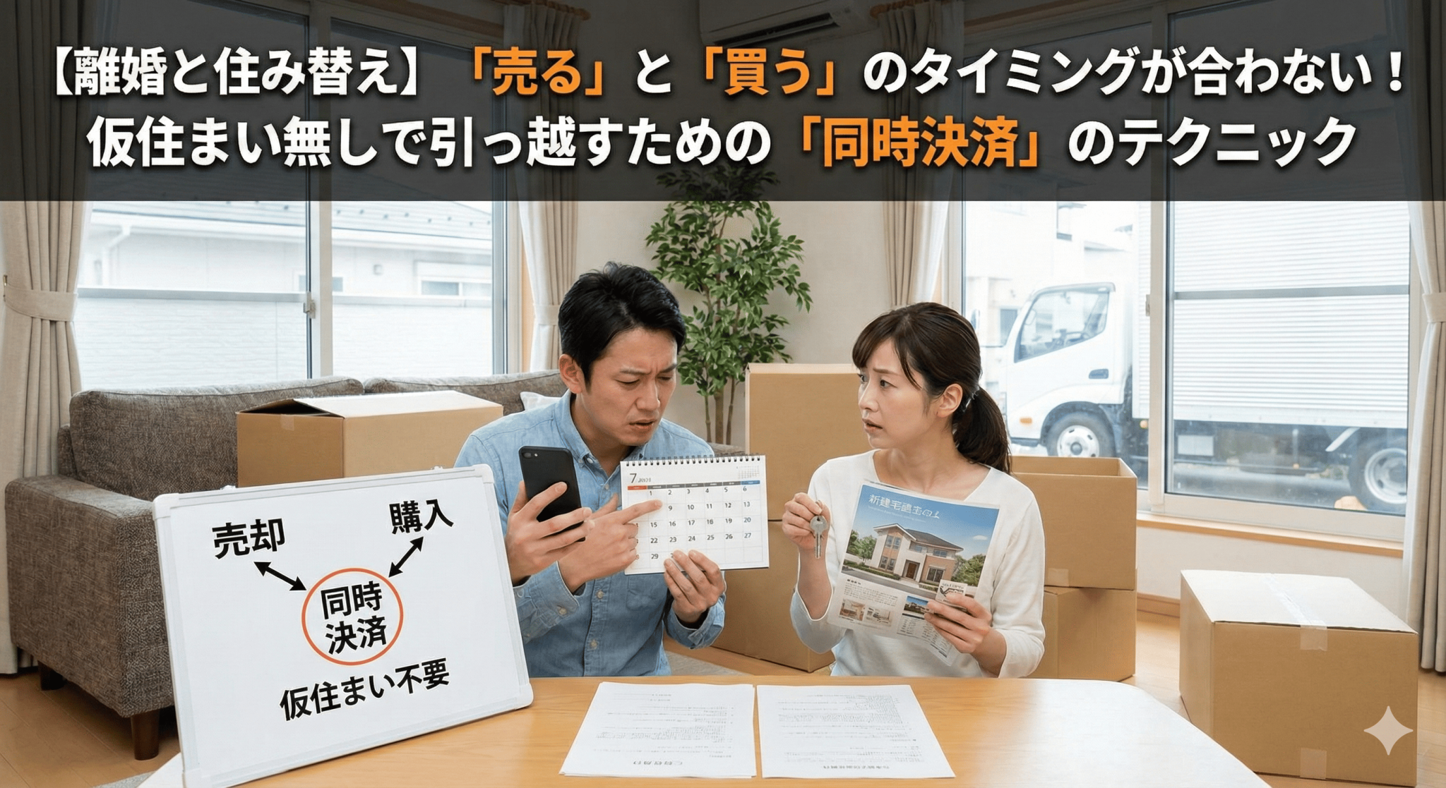 【離婚と住み替え】「売る」と「買う」のタイミングが合わない！仮住まい無しで引っ越すための「同時決済」のテクニック
