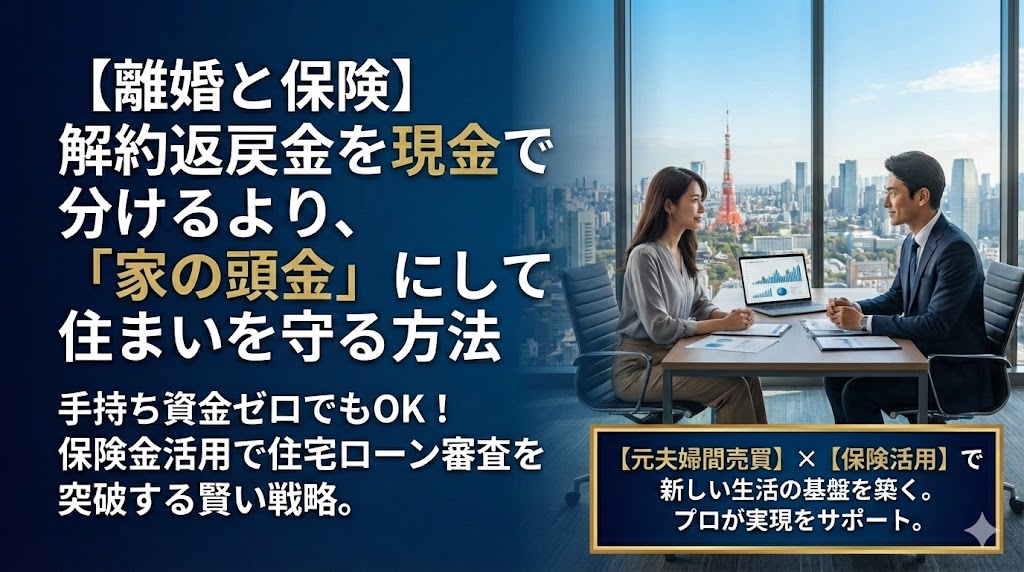 【離婚と保険】学資保険や生命保険の「解約返戻金」。現金で分けるより「家の頭金」にして住まいを守る方法