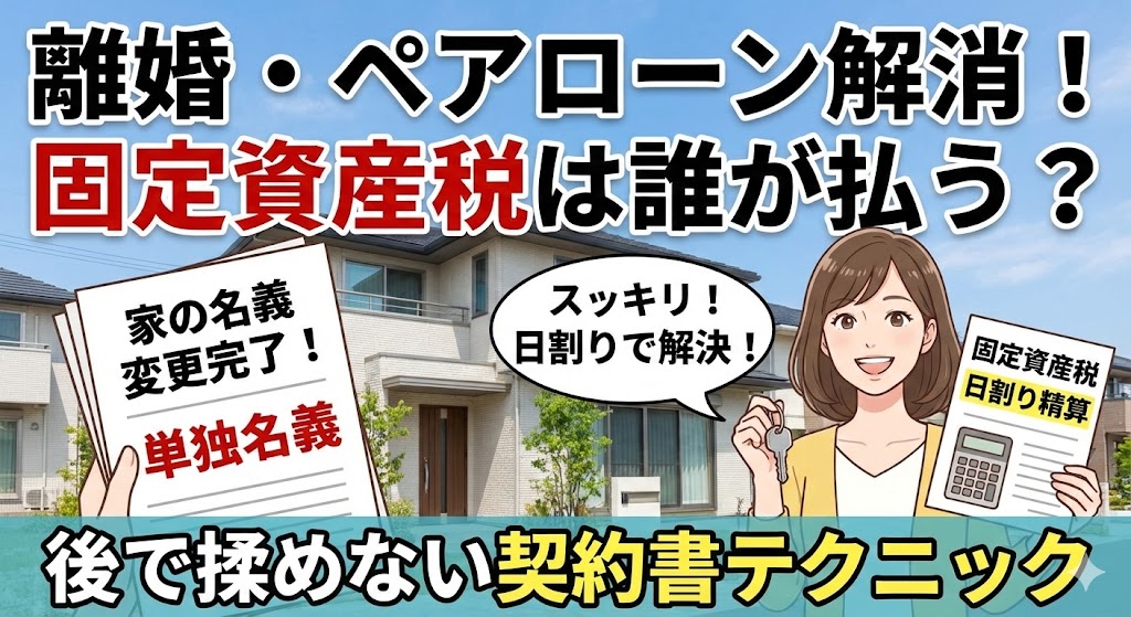 【離婚後の固定資産税】誰が払う？名義変更のタイミングで損をしない「日割り精算」と売買契約の重要性