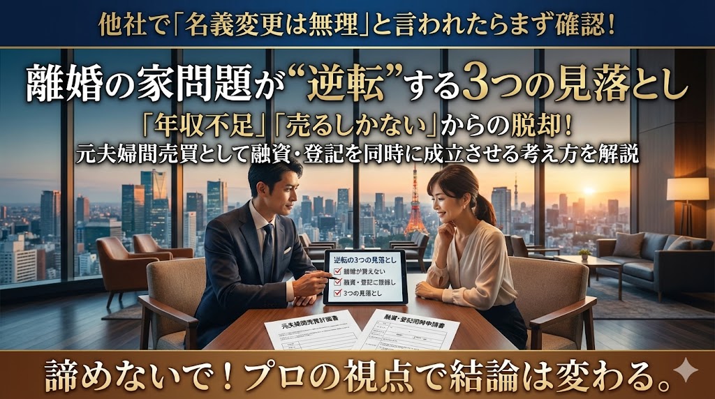 他社で「名義変更は無理」と言われたらまず確認！離婚の家問題が“逆転”する3つの見落とし