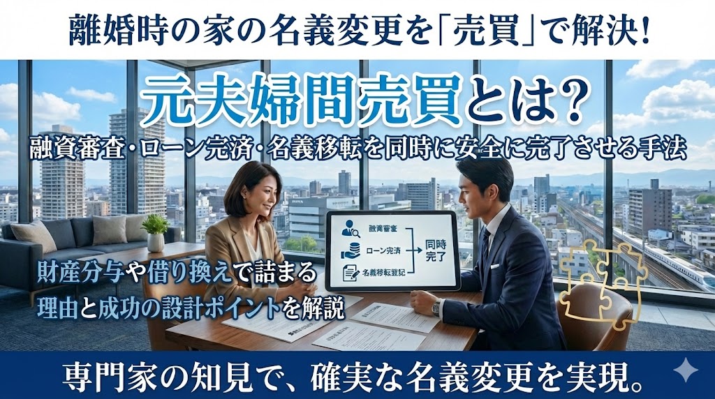 元夫婦間売買とは？離婚の名義変更を「売買」として成立させ、融資と登記を同時に進める方法