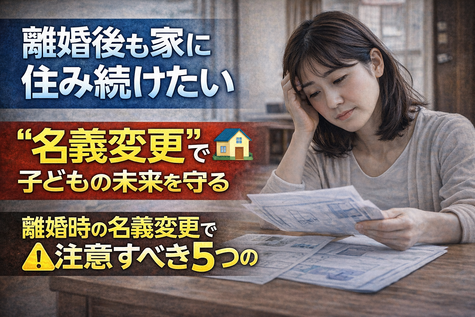 子供のために家に住み続けたい！離婚時の名義変更で注意すべき5つのポイントと解決策