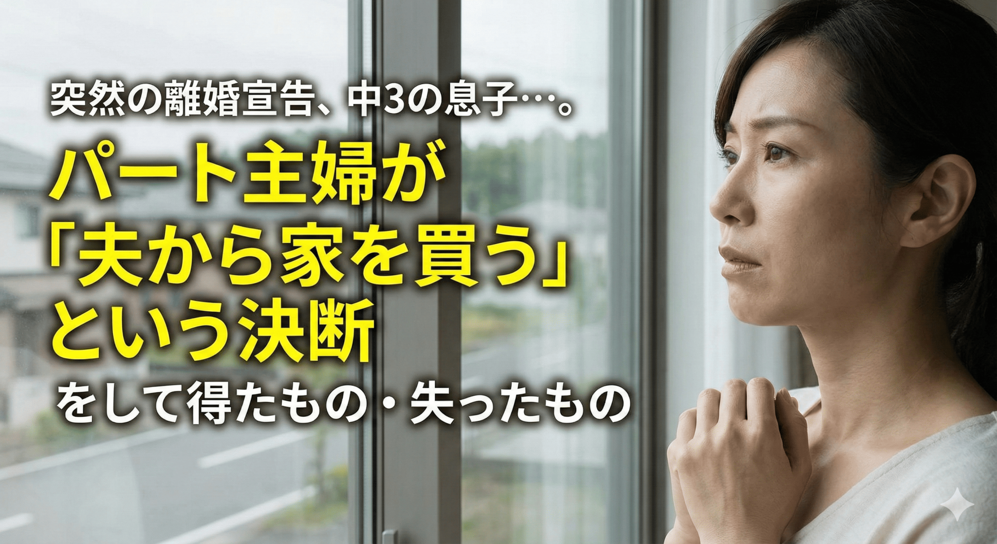 突然の離婚宣告、中3の息子…。パート主婦が「夫から家を買う」という決断をして得たもの・失ったもの