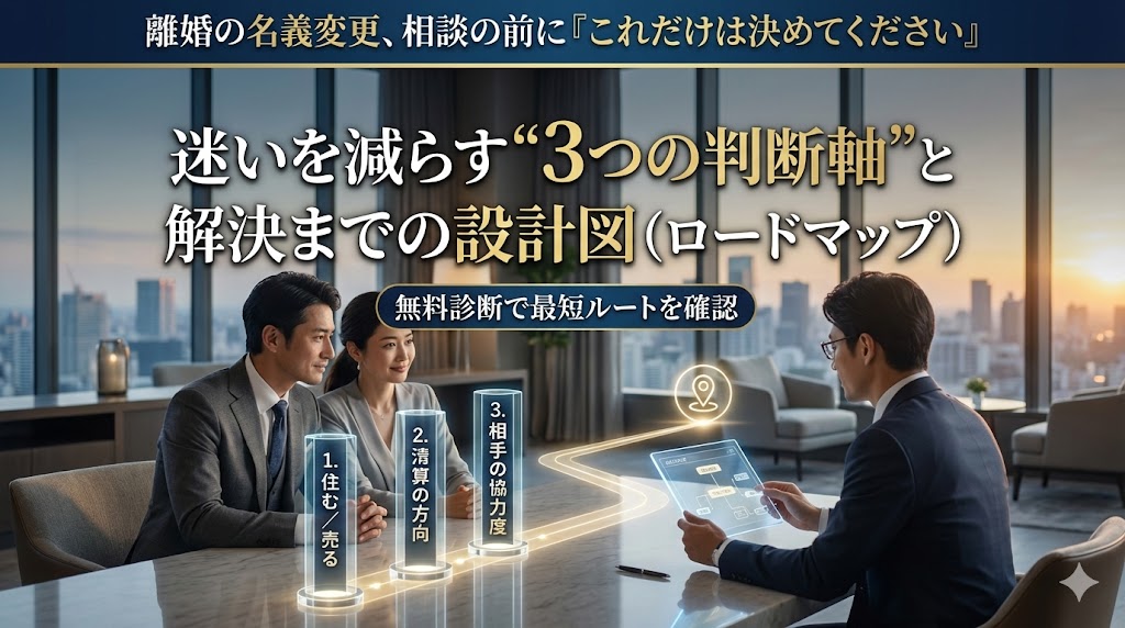 離婚の名義変更、相談の前に「これだけは決めてください」迷いを減らす“3つの判断軸”と解決までの設計図（ロードマップ）