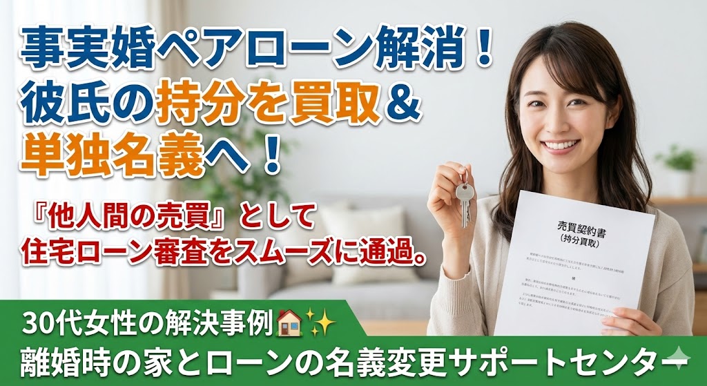 【事実婚（内縁）の解消】籍を入れていないパートナーとのペアローン。他人間の売買として単独名義にした事例