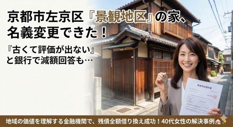 【京都府京都市】「この家を守りたい」景観地区の古い家を、妻が単独名義で引き継いだ事例