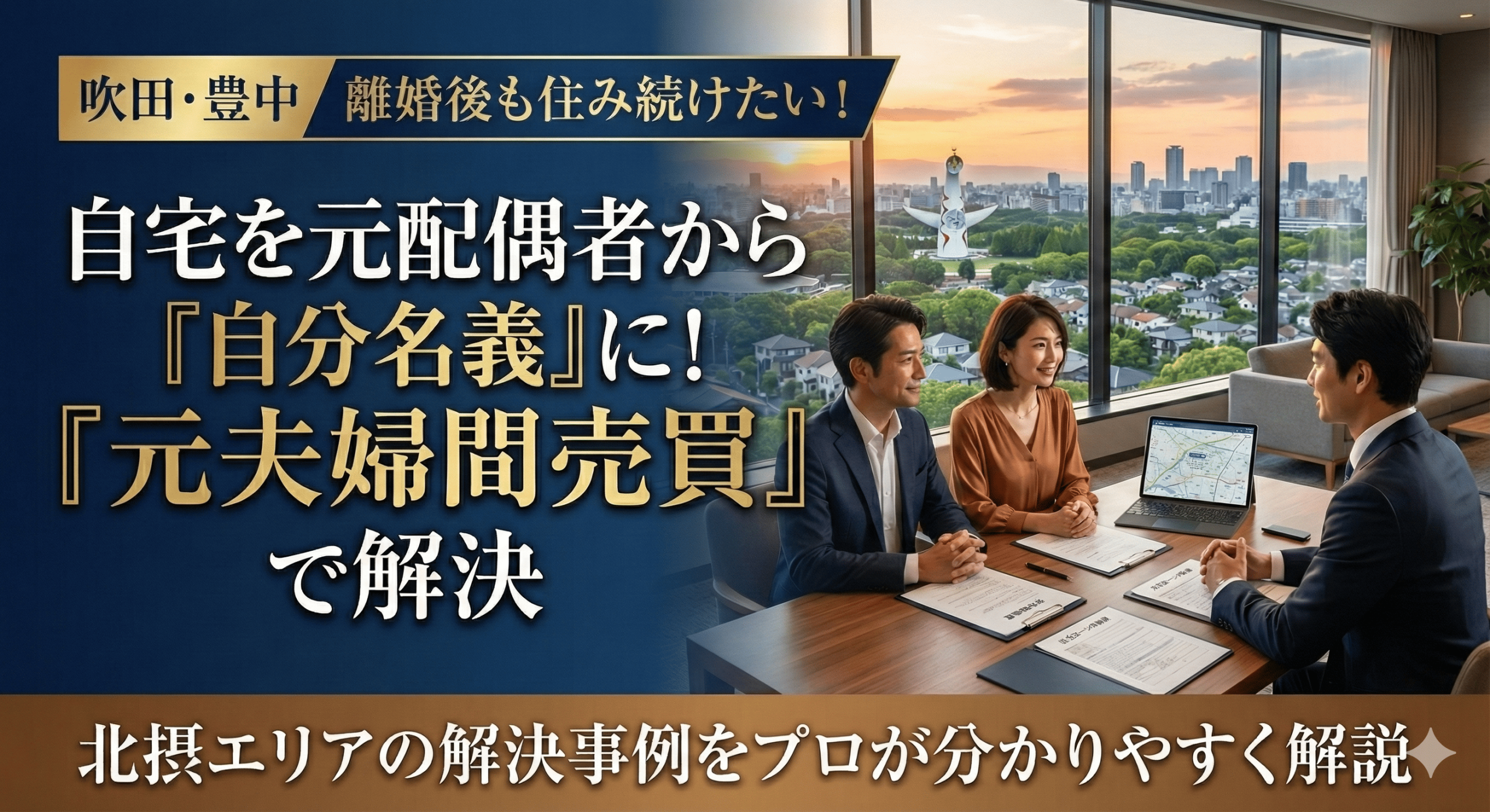 【吹田・豊中で離婚】人気の北摂エリアで住み続けたい！銀行がNGでも「夫から家を買い取る」シンプルな解決策
