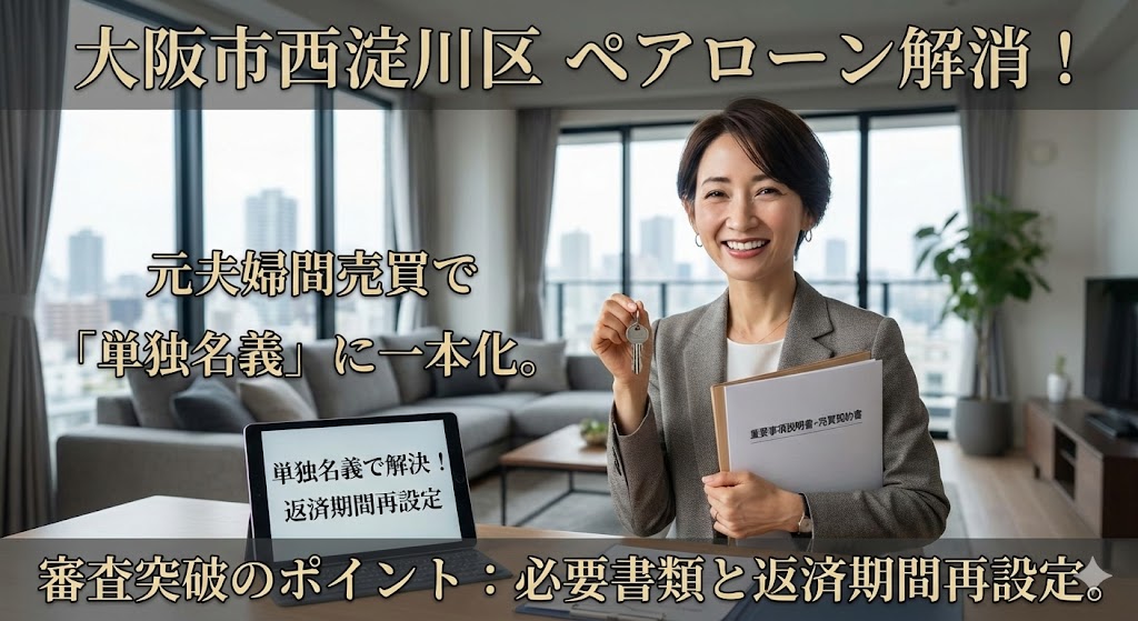 【大阪市西淀川区】持分410を買い取り「家もローンも私名義」へ。中2の子のために住み続けた元夫婦間売買