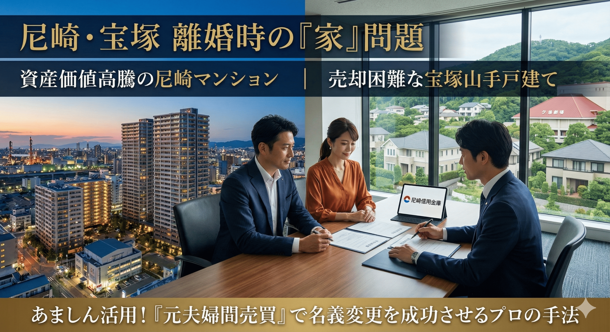 【尼崎・宝塚で離婚】「あましん」活用で家を守る！駅近マンションと山手戸建て、それぞれの「買取」戦略