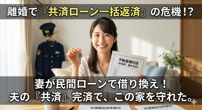 【自衛官・警察官】官舎を出て買った家。転勤・離婚で「共済貸付」をどうする？妻への売却で一括返済した事例